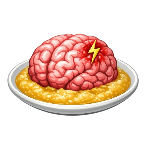 Illustration of a brain on a plate of food — stroke.food