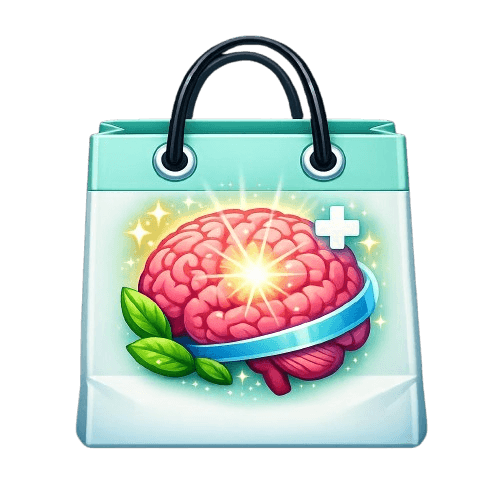 Illustration of a shopping bag with a brain — stroke.shopping